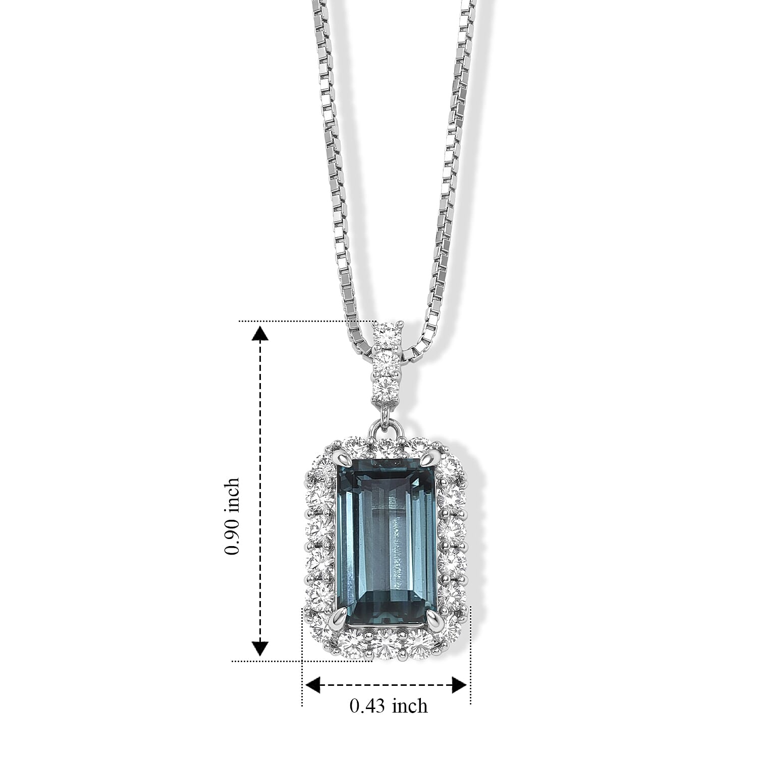 900 Platinum AAAA Indicolite and White Diamond SI 6.40 ctw Pendant with 850 Platinum Necklace 18 Inches 7.30 Grams