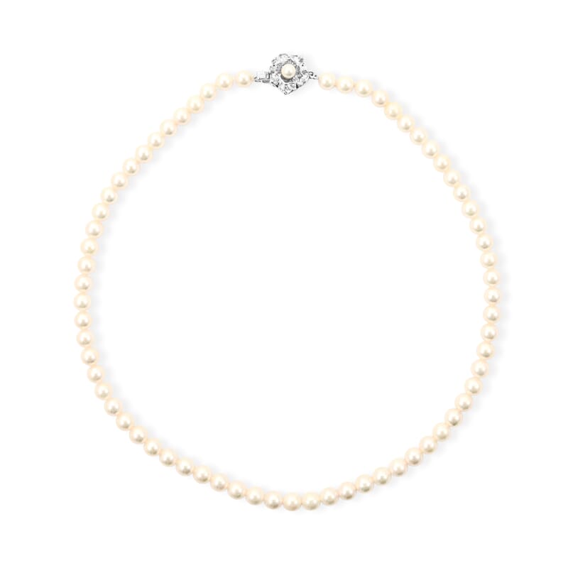 Japanese Akoya Pearl Necklace in Sterling Silver 15 Inches