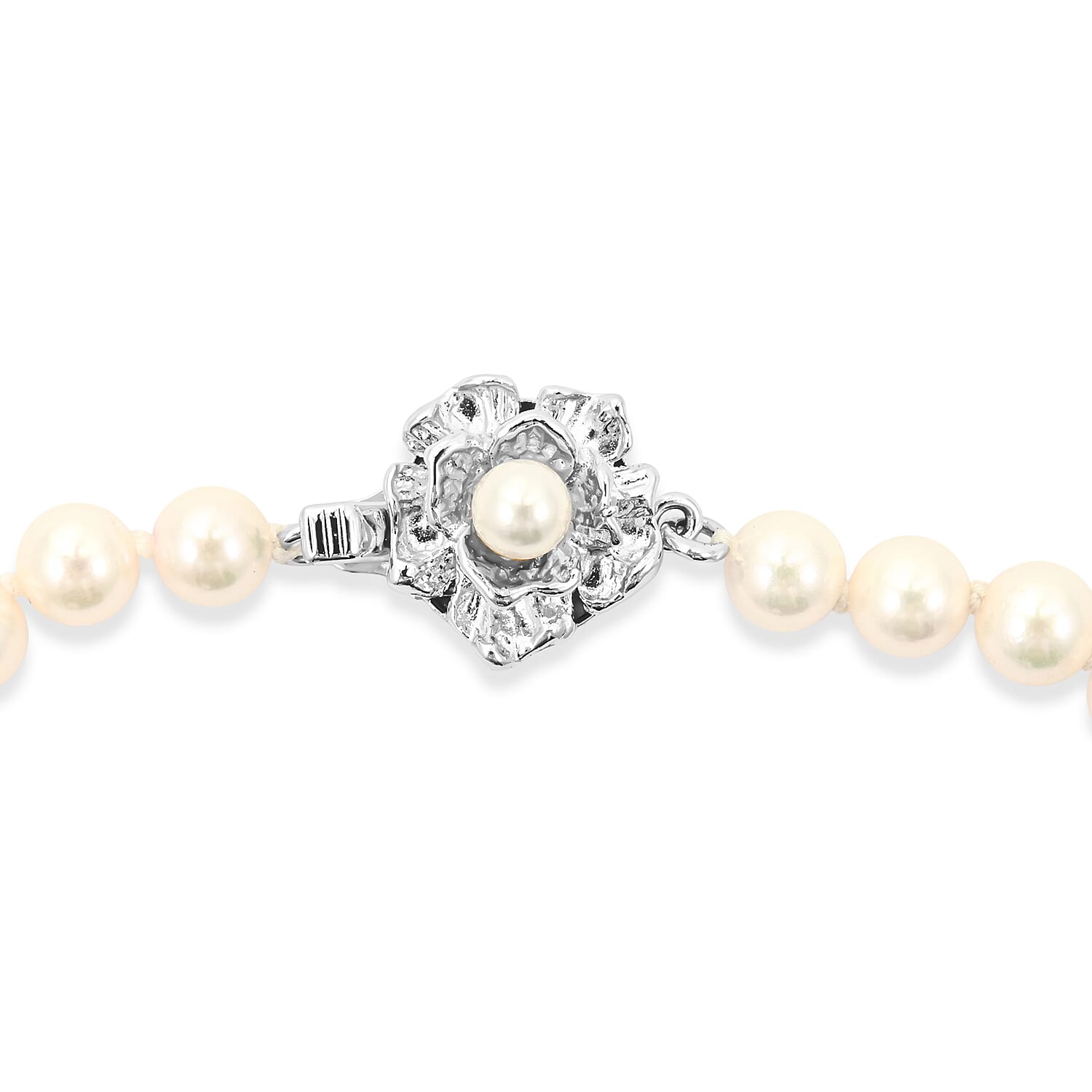 Japanese Akoya Pearl Necklace in Sterling Silver 15 Inches