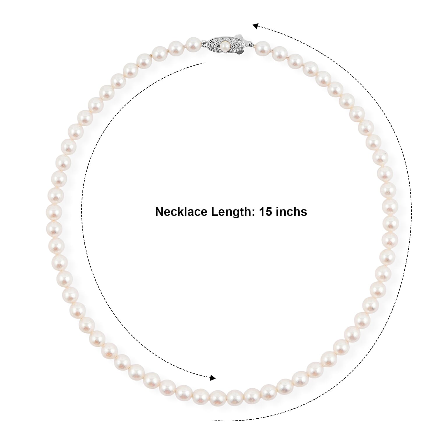 Japanese Akoya Pearl Necklace in Sterling Silver 15 Inches