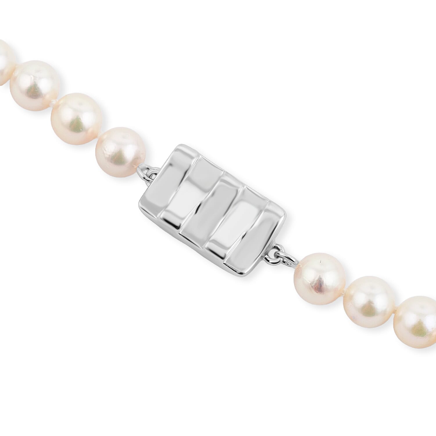 Japanese Akoya Pearl Necklace in Sterling Silver 16 Inches