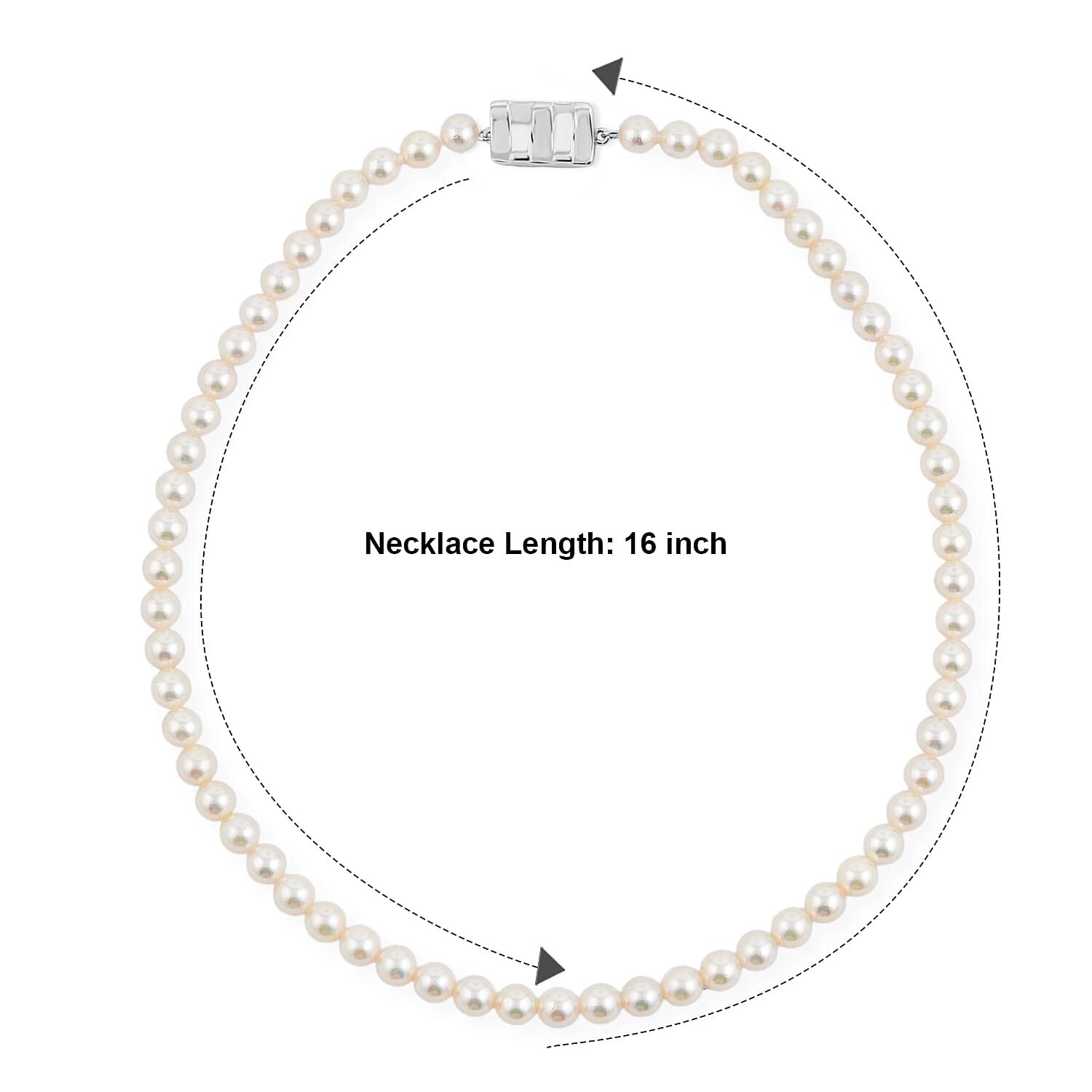 Japanese Akoya Pearl Necklace in Sterling Silver 16 Inches