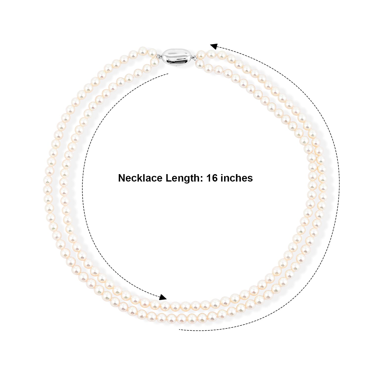 Japanese Akoya Pearl Two Row Necklace in Sterling Silver 16 Inches