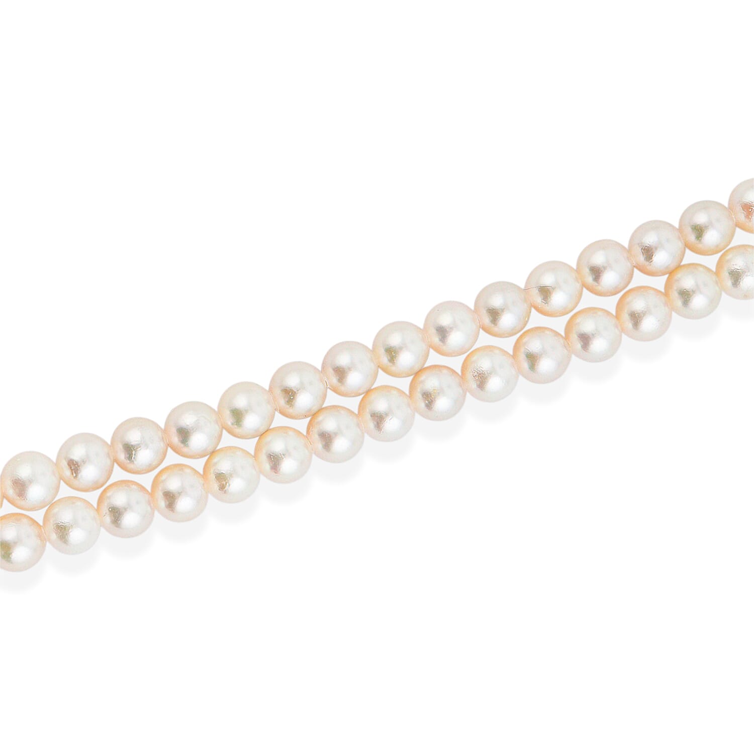 Japanese Akoya Pearl Two Row Necklace in Sterling Silver 16 Inches