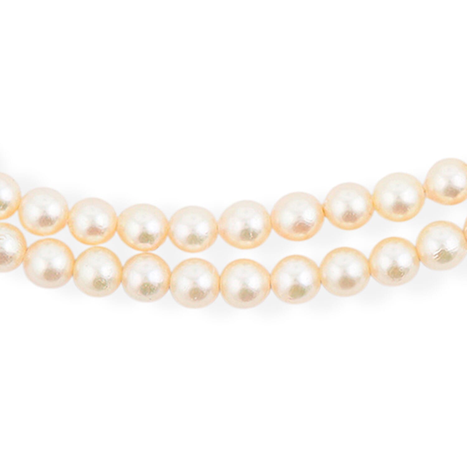Japanese Akoya Pearl Two Row Necklace in Sterling Silver 15 Inches
