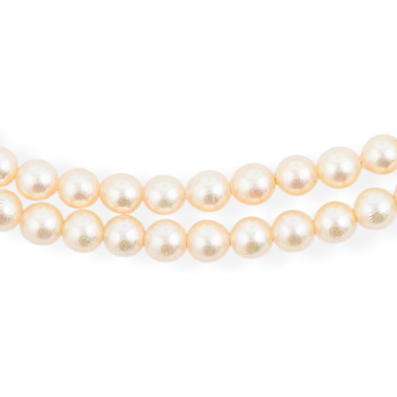 Japanese Akoya Pearl Two Row Necklace in Sterling Silver 15 Inches