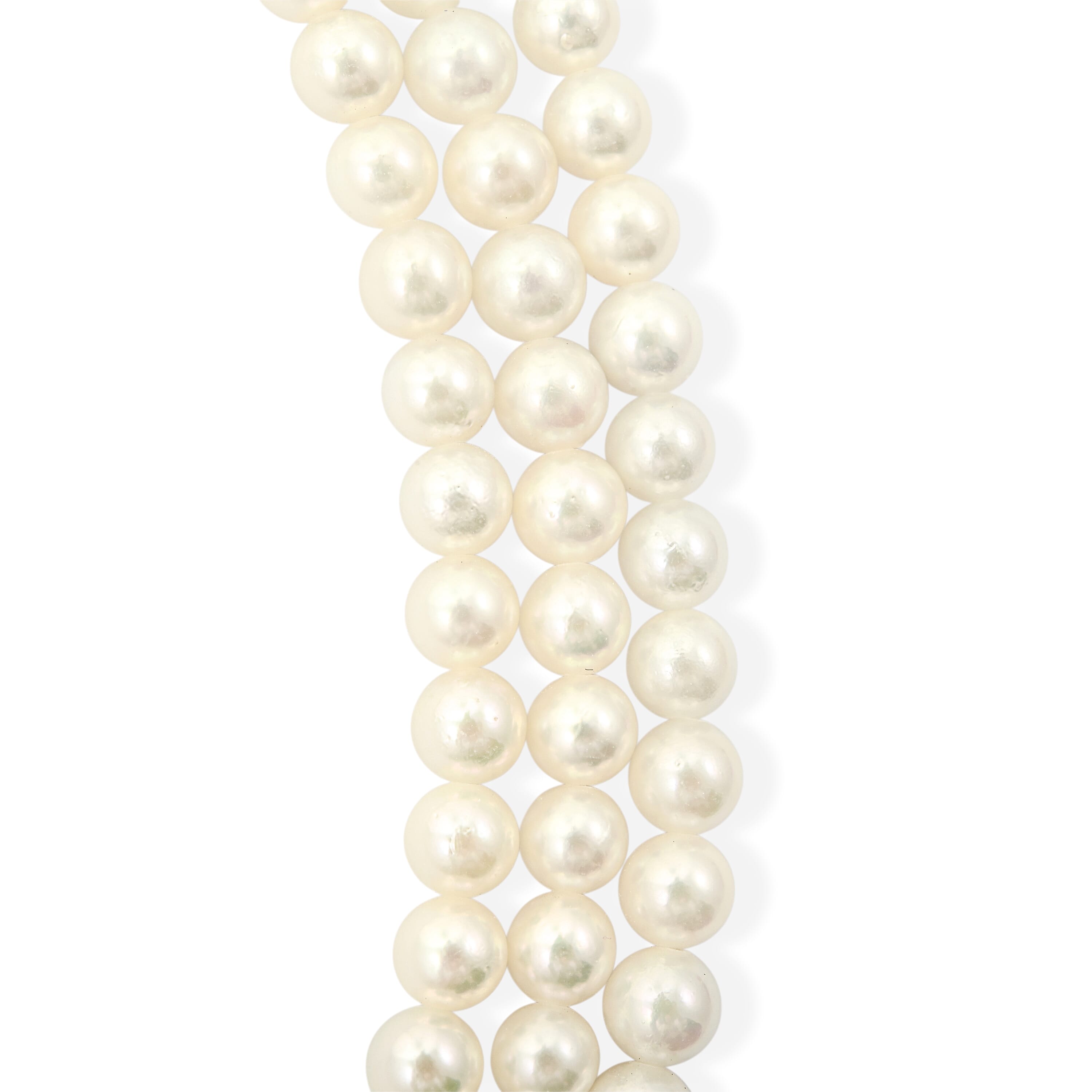 Japanese Akoya Pearl Three Row Necklace in Sterling Silver 18 Inches