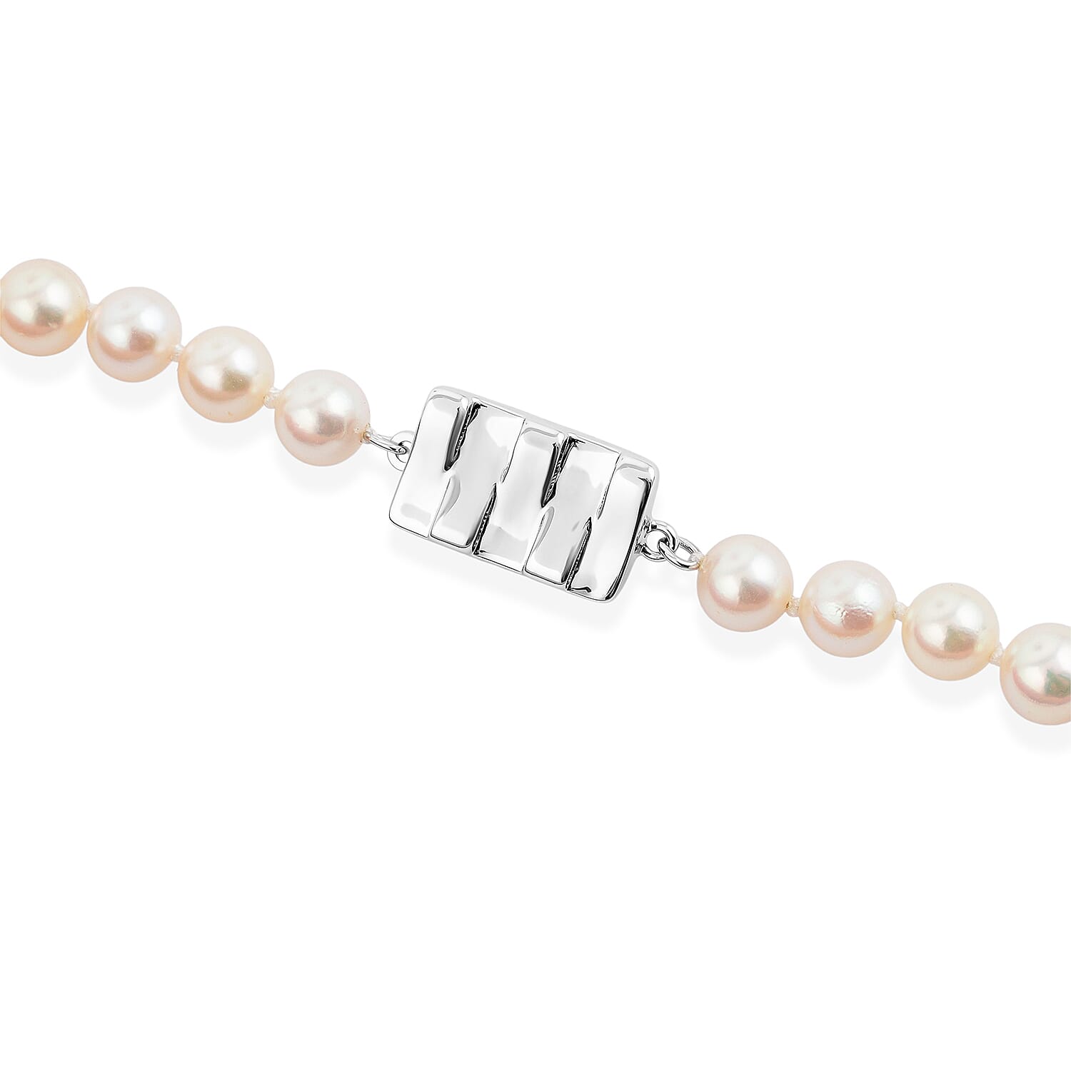 Japanese Akoya Pearl Necklace in Sterling Silver 17 Inches