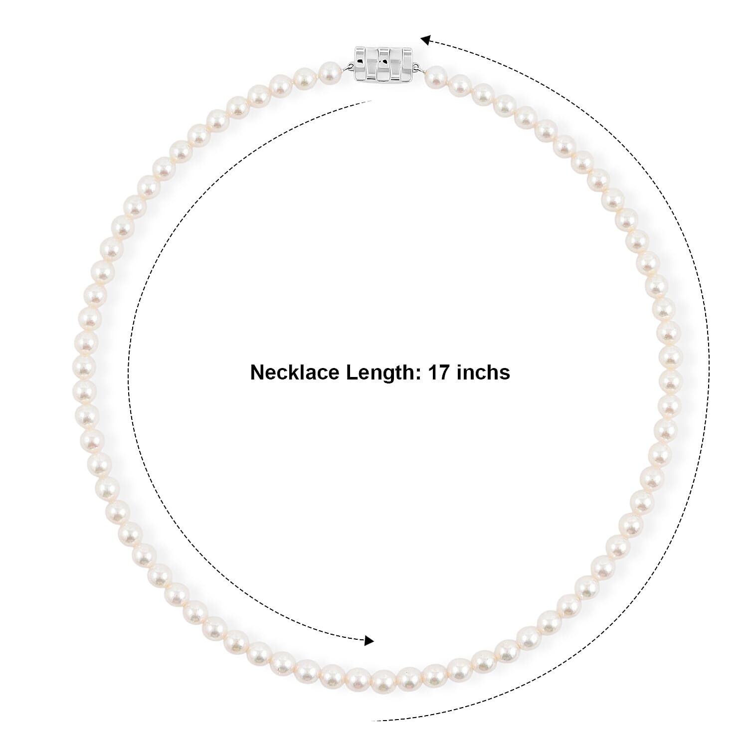 Japanese Akoya Pearl Necklace in Sterling Silver 17 Inches