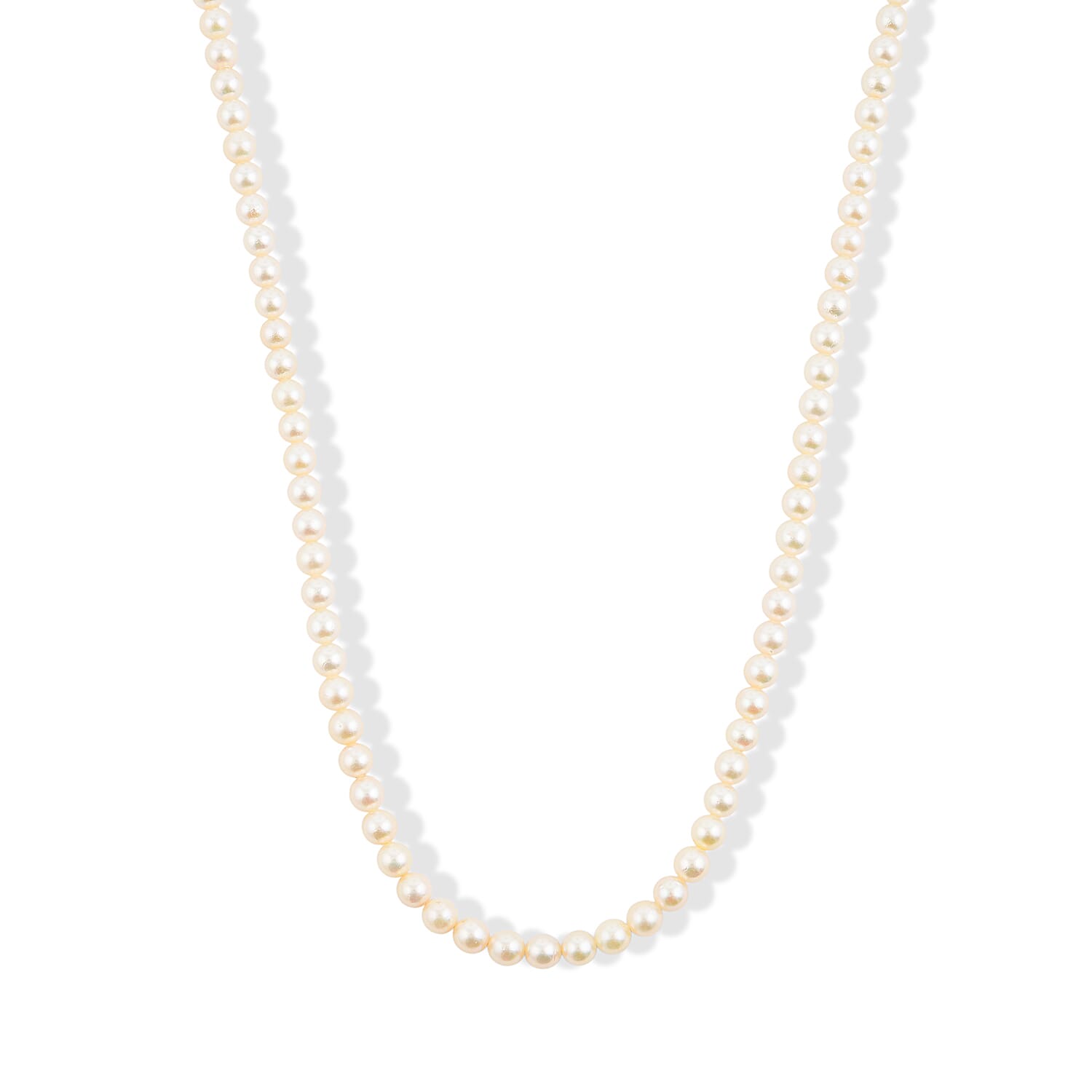 Japanese Akoya Pearl Necklace in Sterling Silver 49 Inches