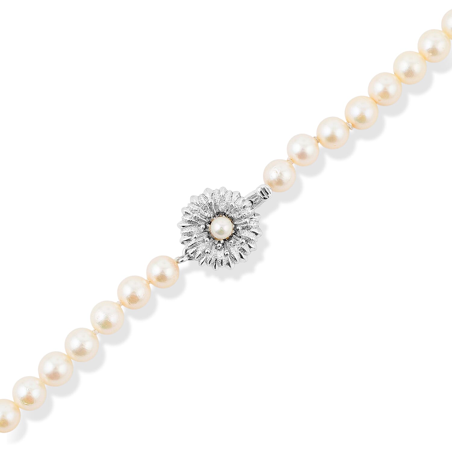 Japanese Akoya Pearl Necklace in Sterling Silver 49 Inches