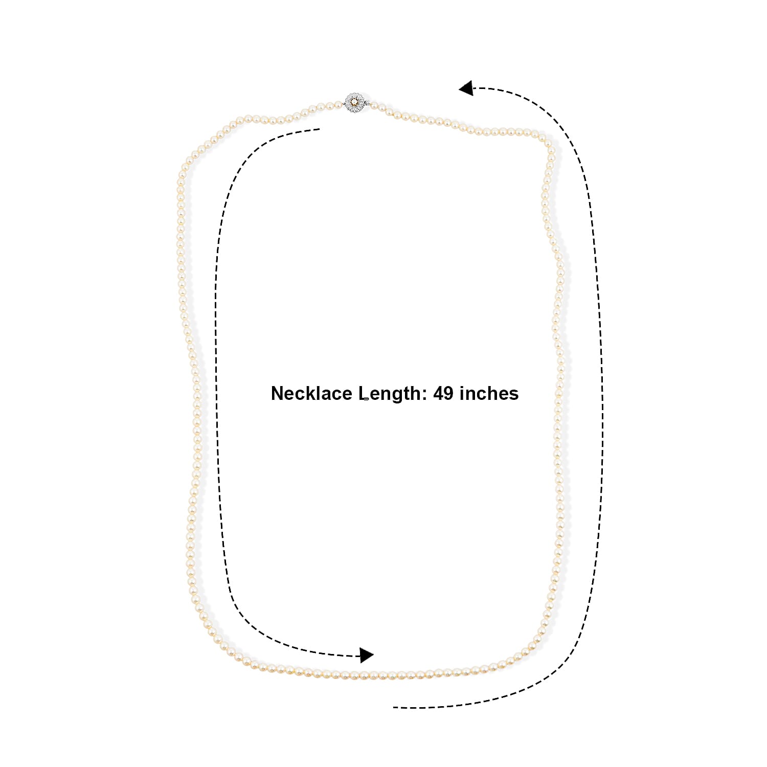 Japanese Akoya Pearl Necklace in Sterling Silver 49 Inches