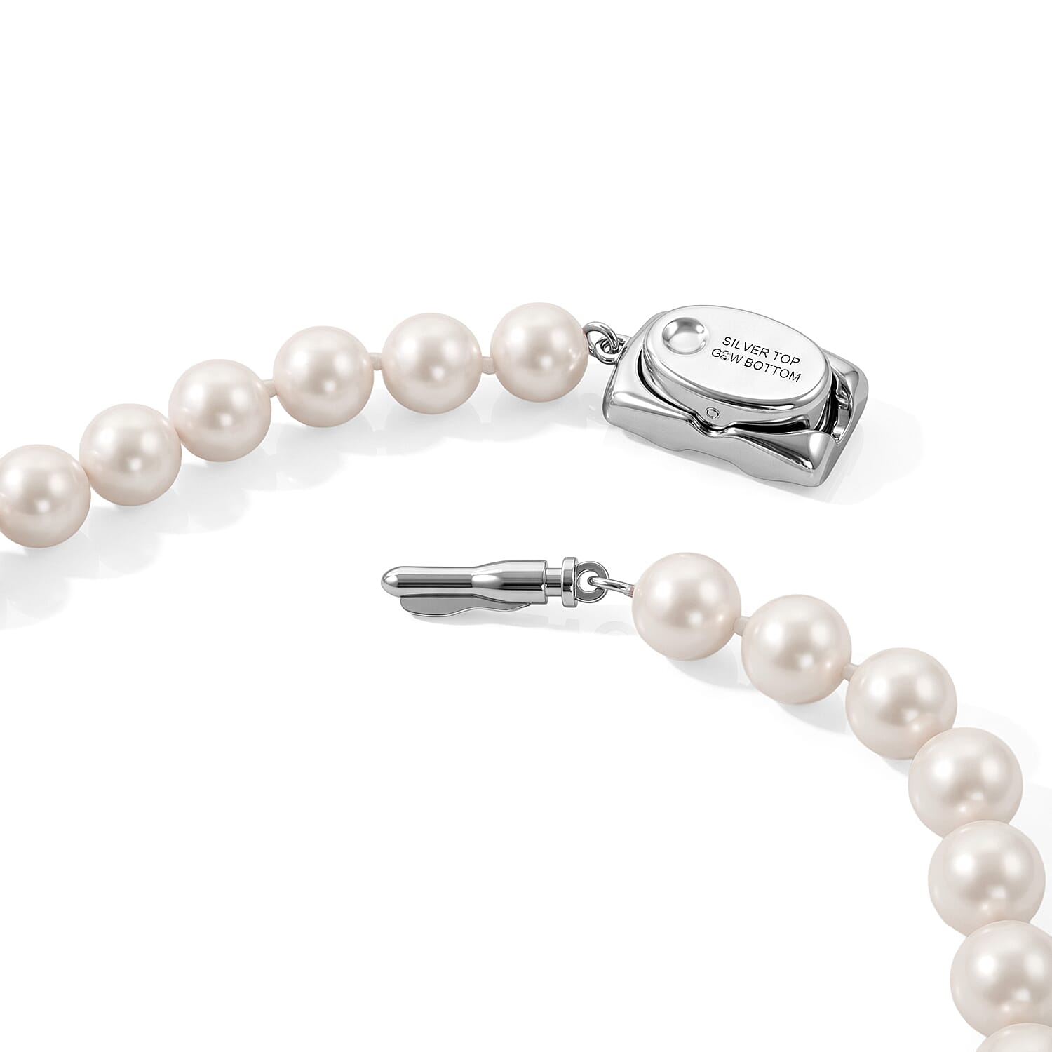 Japanese Akoya Pearl Necklace in Sterling Silver 17 Inches