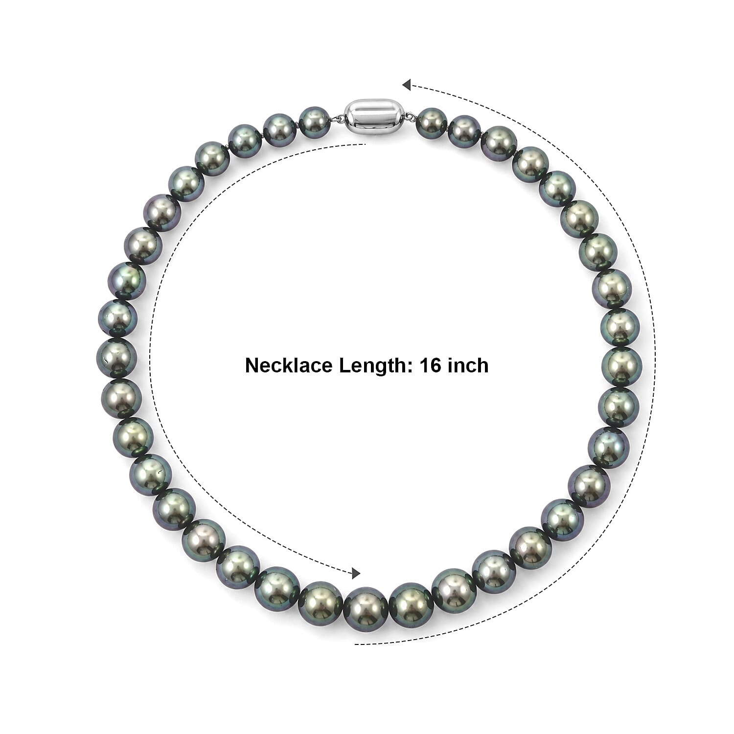 Tahitian Pearl Necklace in Sterling Silver 16 Inches