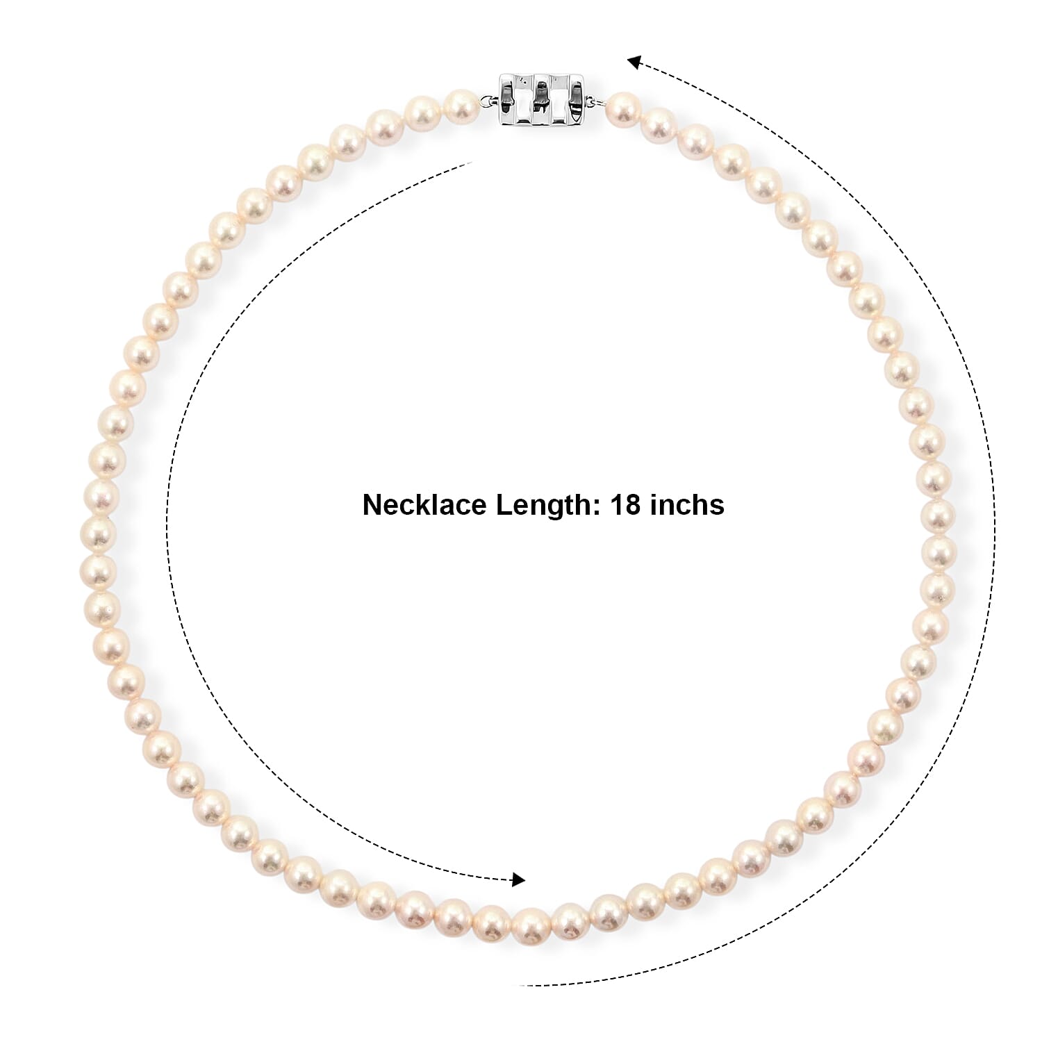 Japanese Akoya Pearl Necklace in Sterling Silver 18 Inches