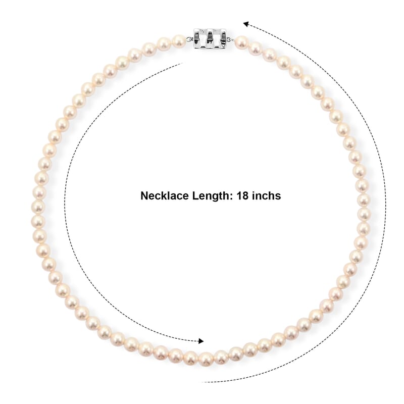 Japanese Akoya Pearl Necklace in Sterling Silver 18 Inches