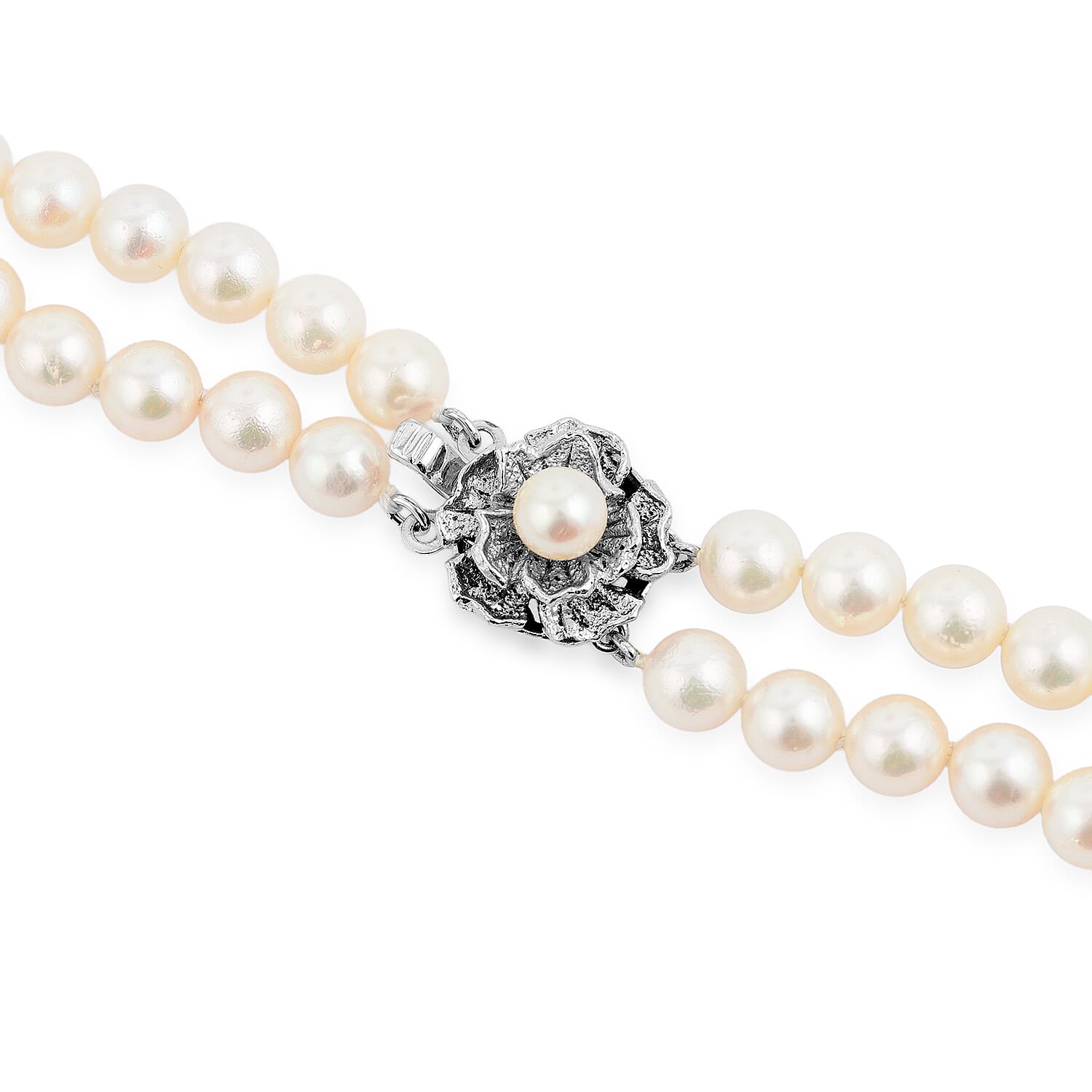 Japanese Akoya Pearl Necklace in Sterling Silver 19 Inches