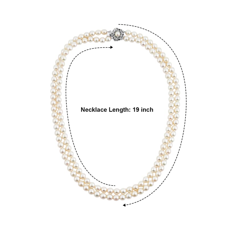 Japanese Akoya Pearl Necklace in Sterling Silver 19 Inches