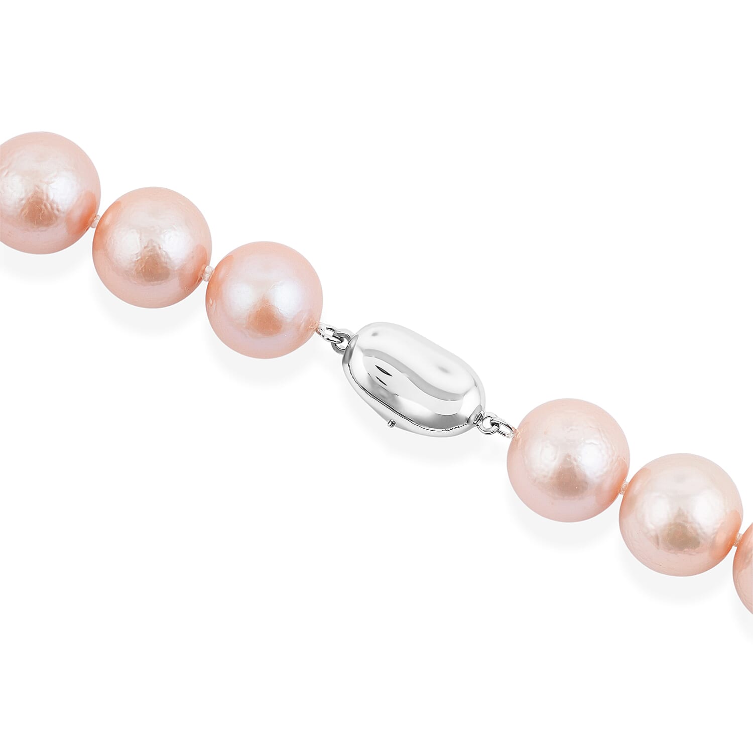 Pink Freshwater Pearl Necklace in Sterling Silver 17 Inches
