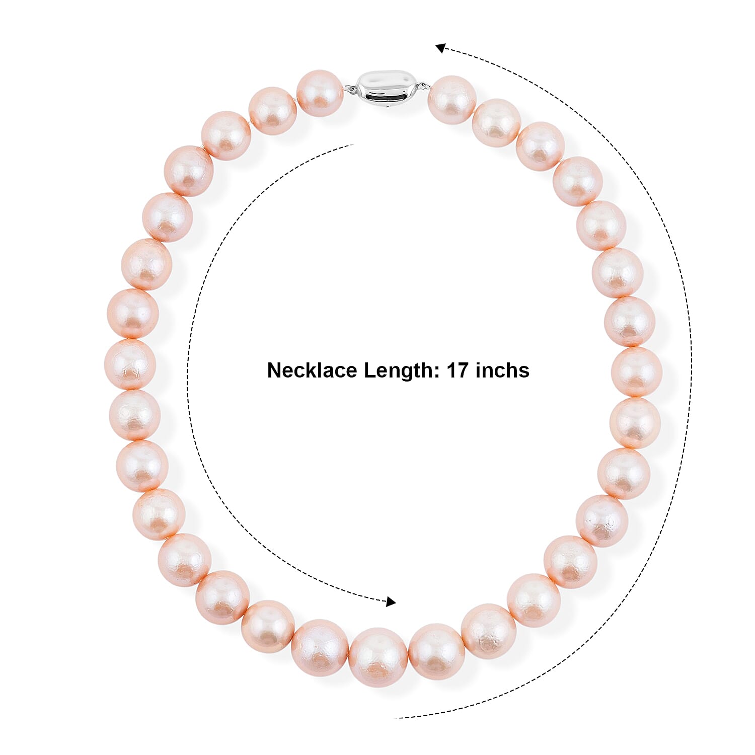 Pink Freshwater Pearl Necklace in Sterling Silver 17 Inches