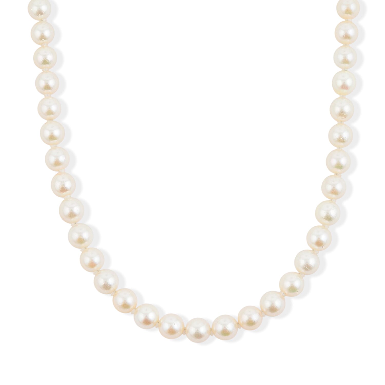 Japanese Akoya Pearl Necklace in Sterling Silver 20 Inches