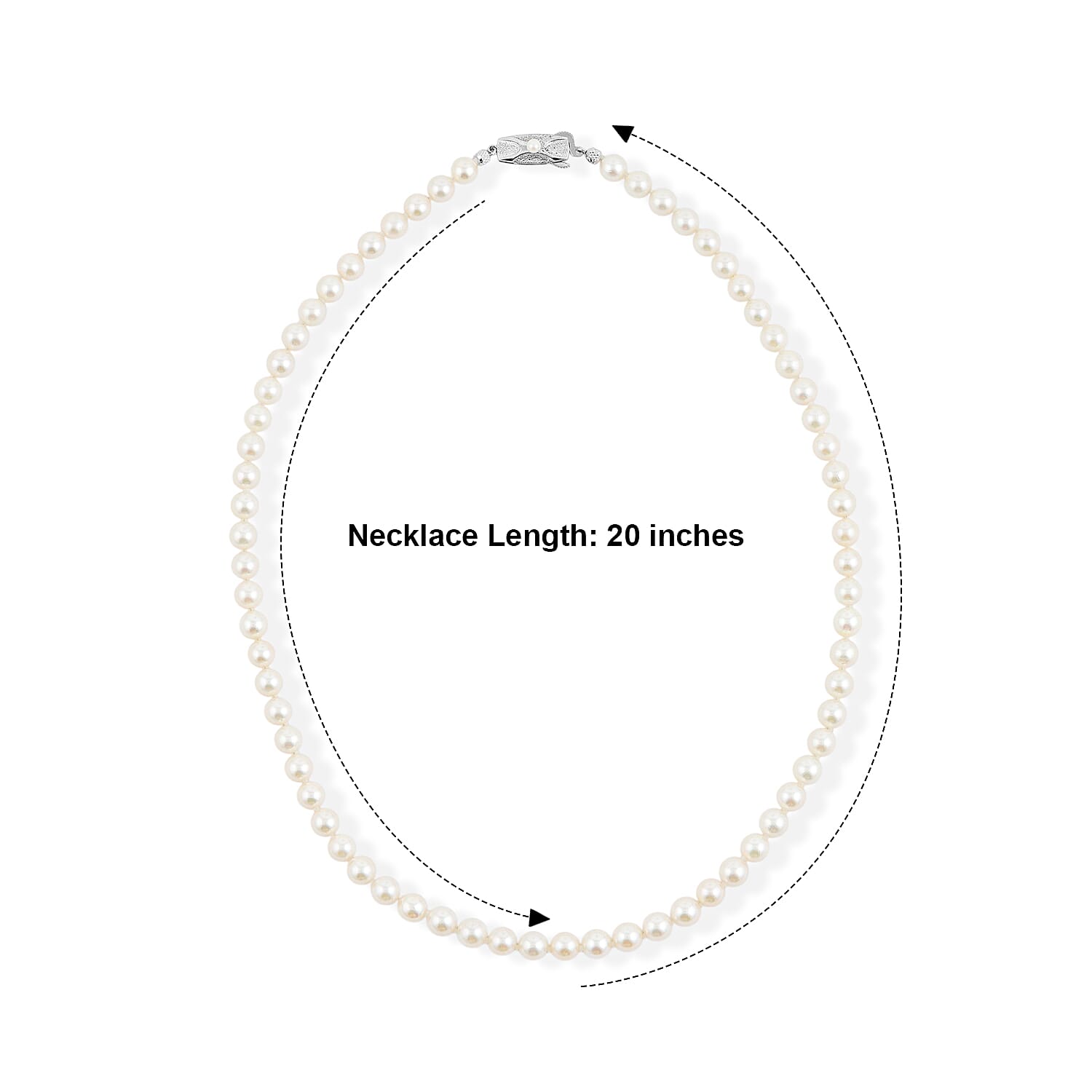 Japanese Akoya Pearl Necklace in Sterling Silver 20 Inches