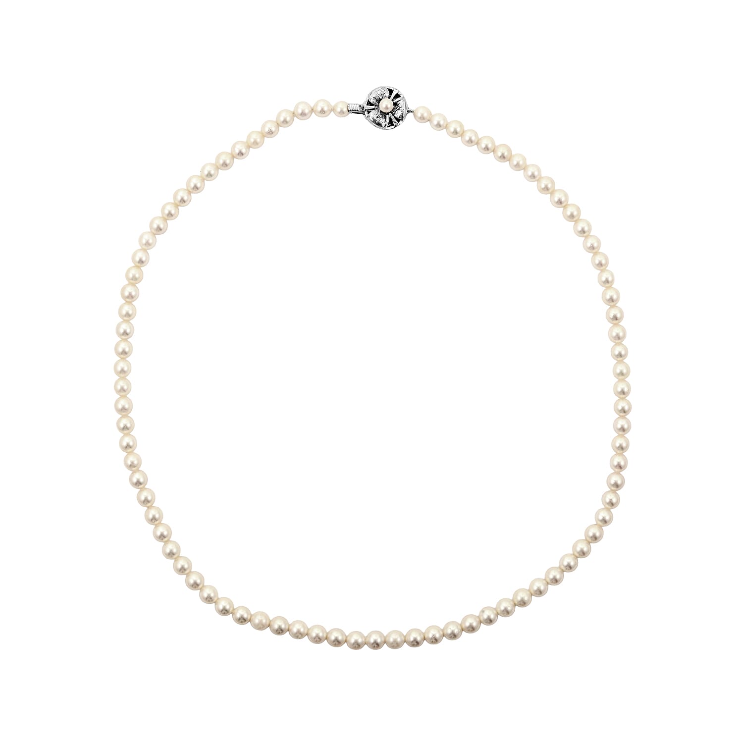 Japanese Akoya Pearl Necklace in Sterling Silver 22 Inches