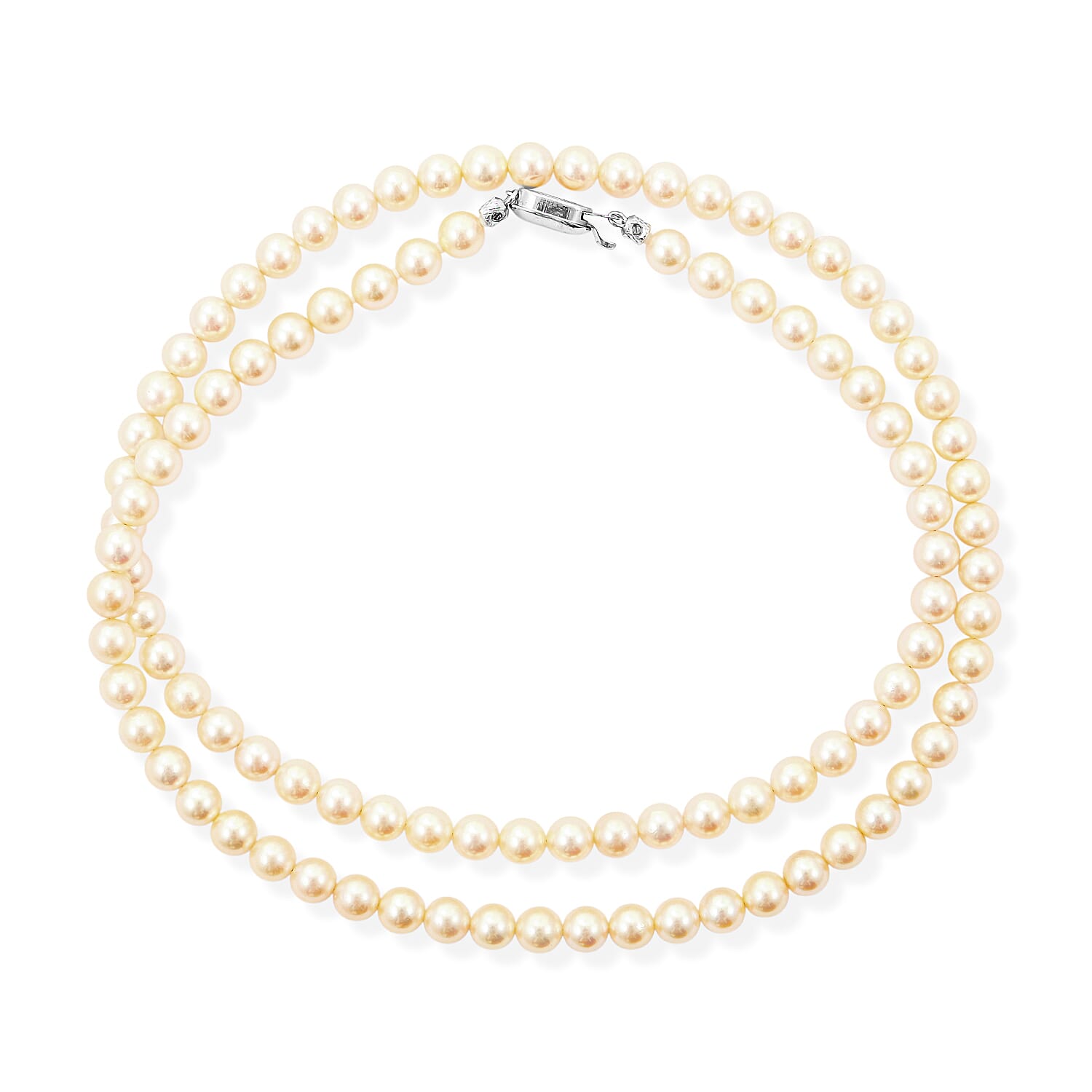 Japanese Akoya Pearl Necklace in Sterling Silver 22 Inches