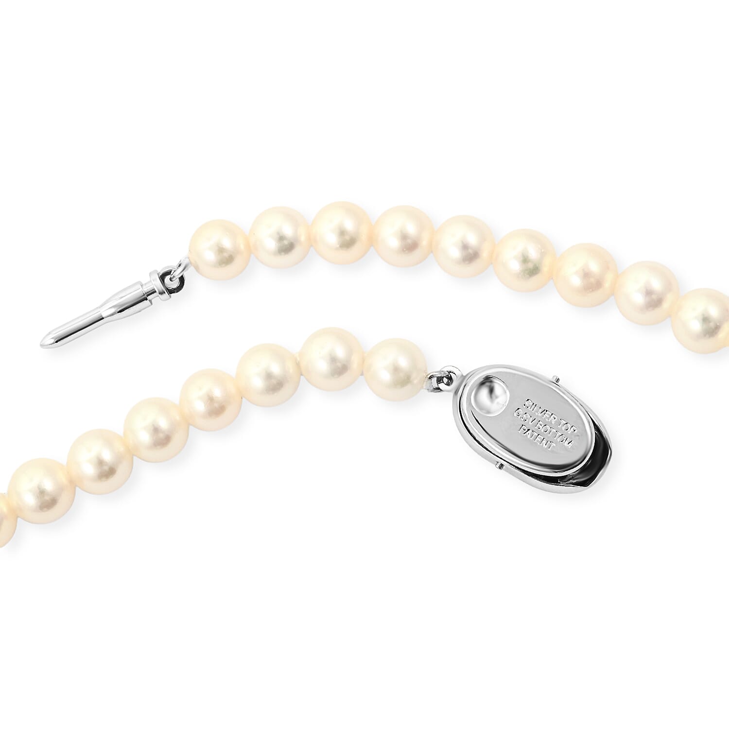 Japanese Akoya Pearl Necklace in Sterling Silver 41 Inches