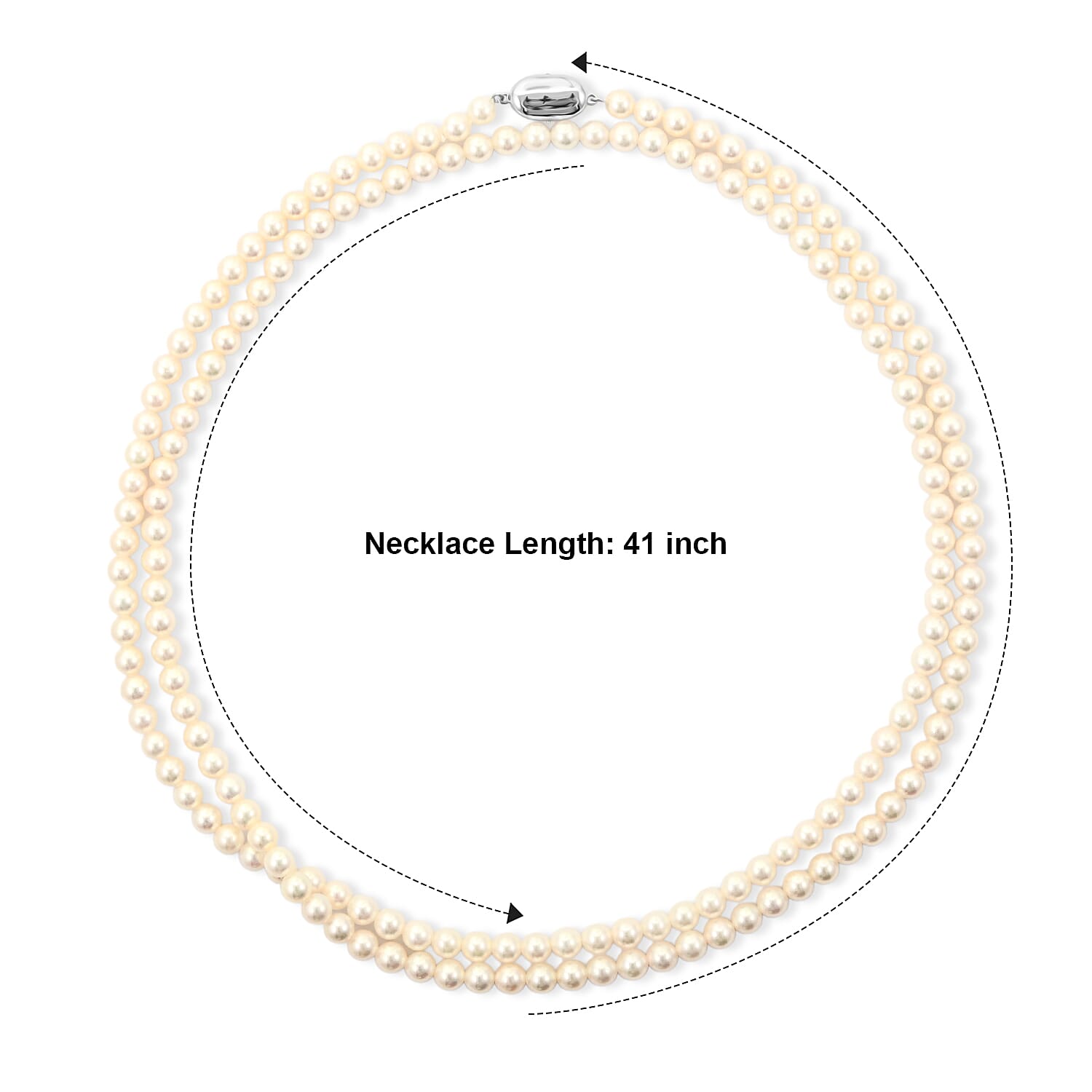 Japanese Akoya Pearl Necklace in Sterling Silver 41 Inches