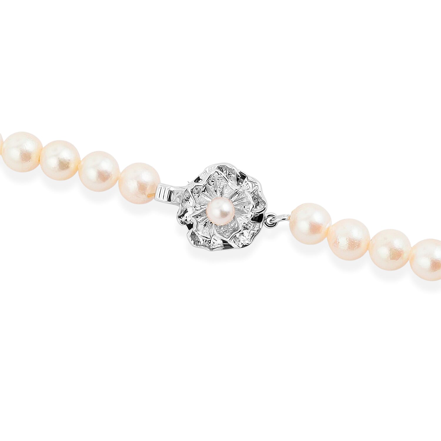 Japanese Akoya Pearl Necklace in Sterling Silver 32 Inches