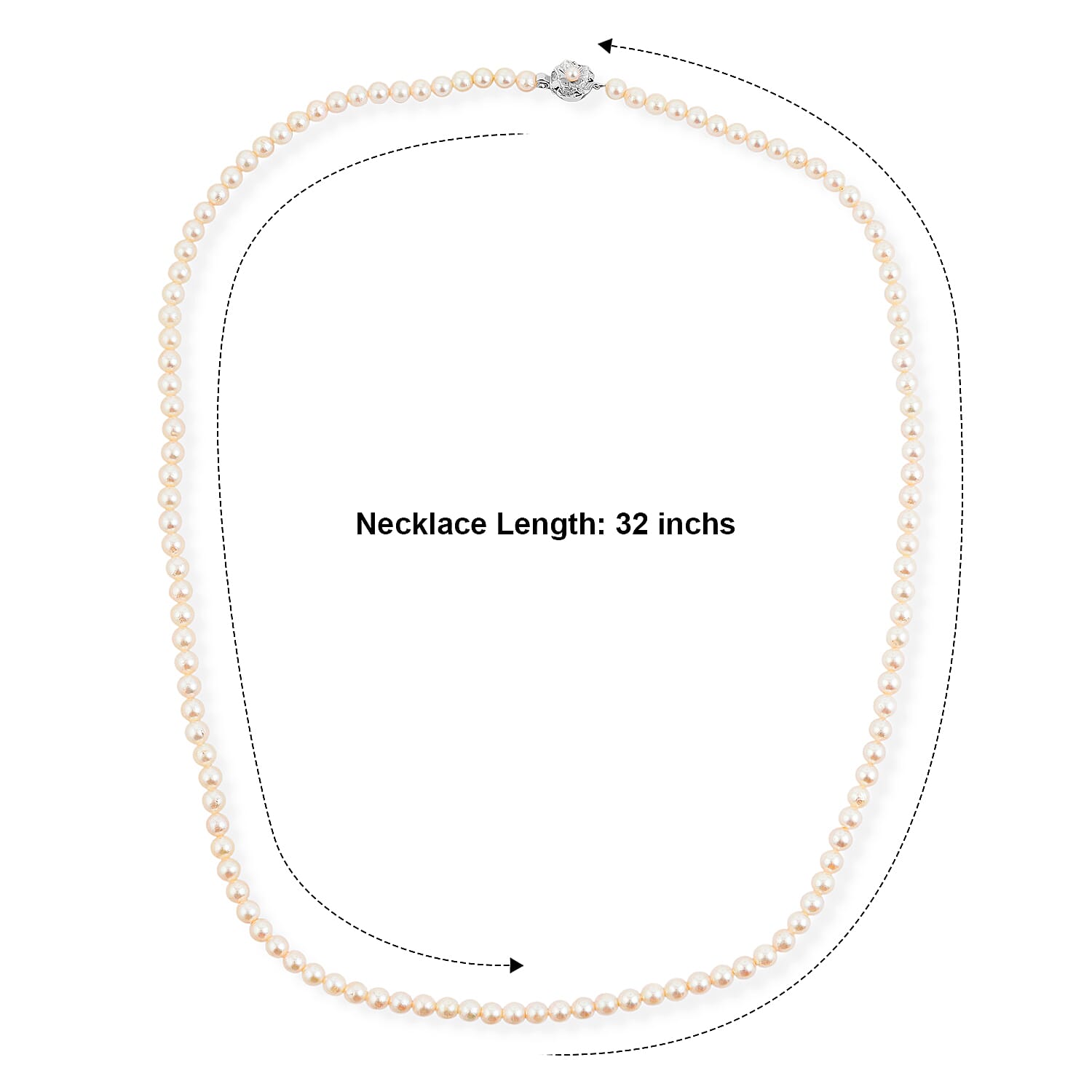 Japanese Akoya Pearl Necklace in Sterling Silver 32 Inches