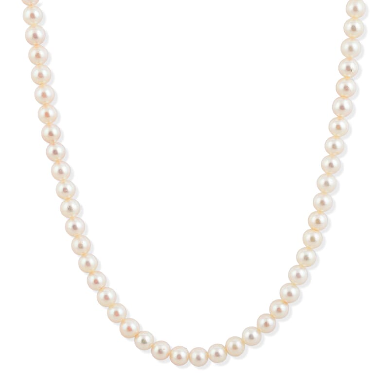 Japanese Akoya Pearl Necklace in Sterling Silver 33 Inches