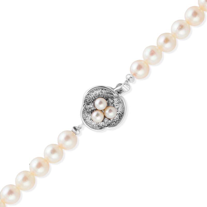 Japanese Akoya Pearl Necklace in Sterling Silver 33 Inches