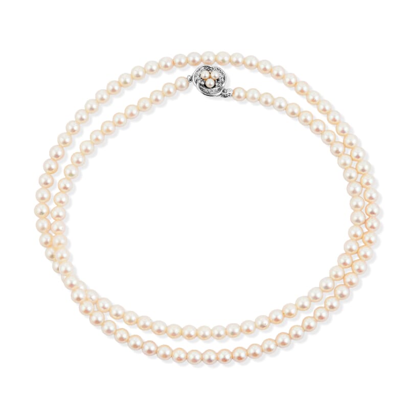 Japanese Akoya Pearl Necklace in Sterling Silver 33 Inches