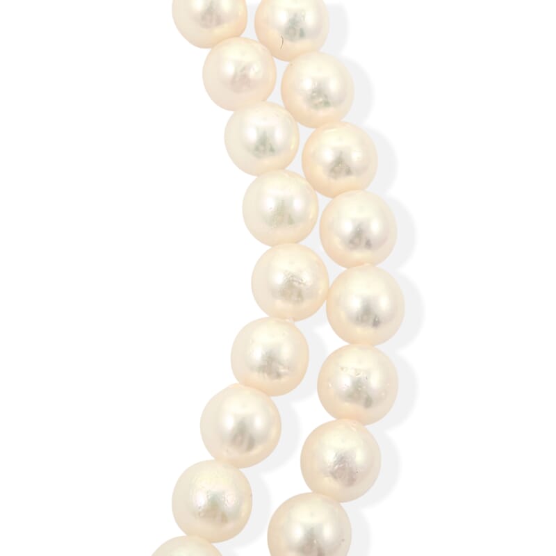 Japanese Akoya Pearl Necklace in Sterling Silver 34 Inches