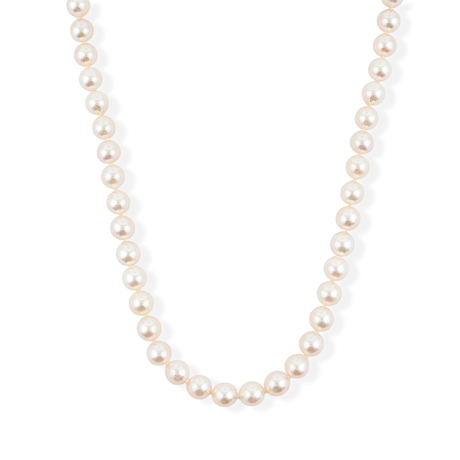 Japanese Akoya Pearl Necklace in Sterling Silver 17 Inches