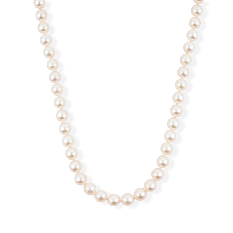 Japanese Akoya Pearl Necklace in Sterling Silver 17 Inches