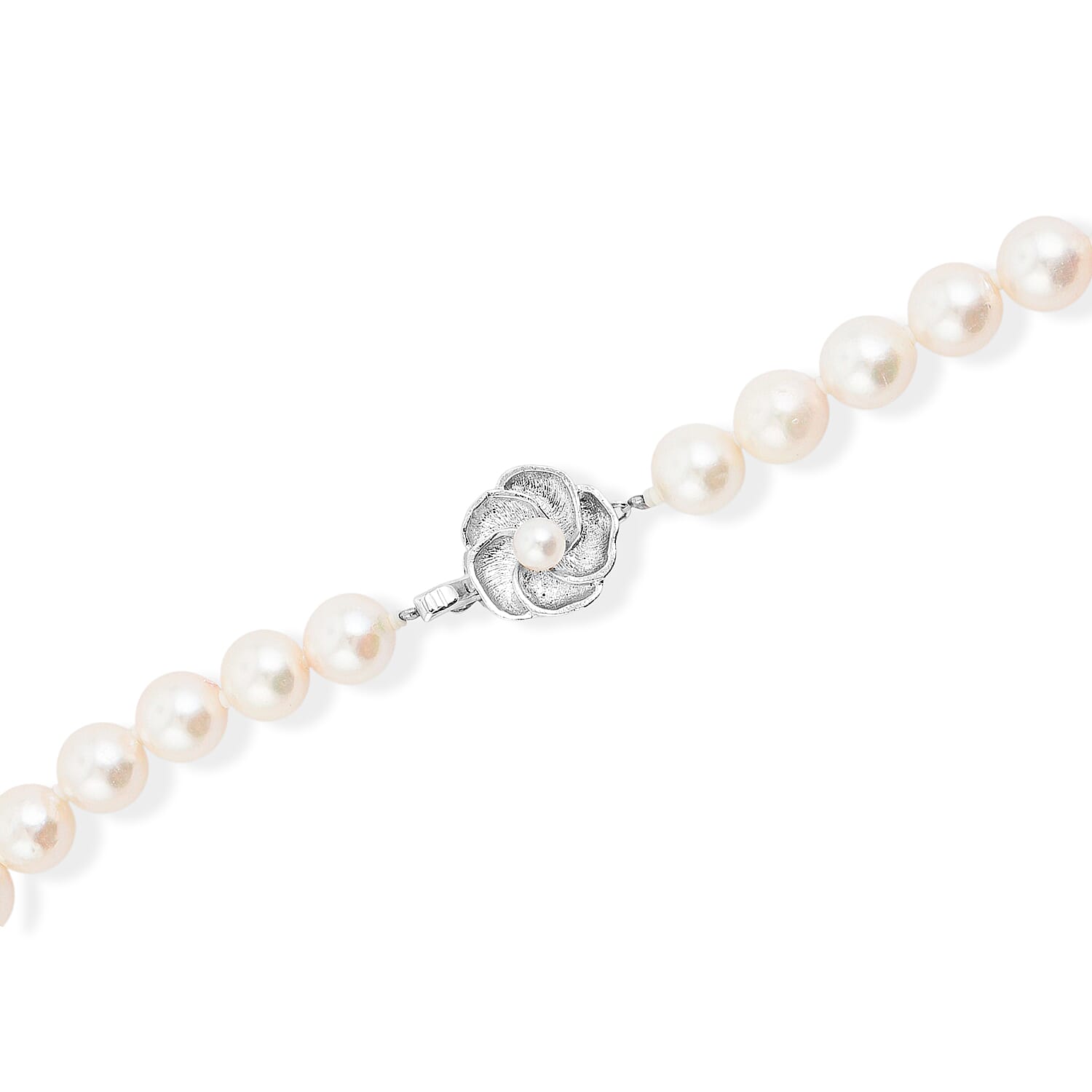 Japanese Akoya Pearl Necklace in Sterling Silver 17 Inches