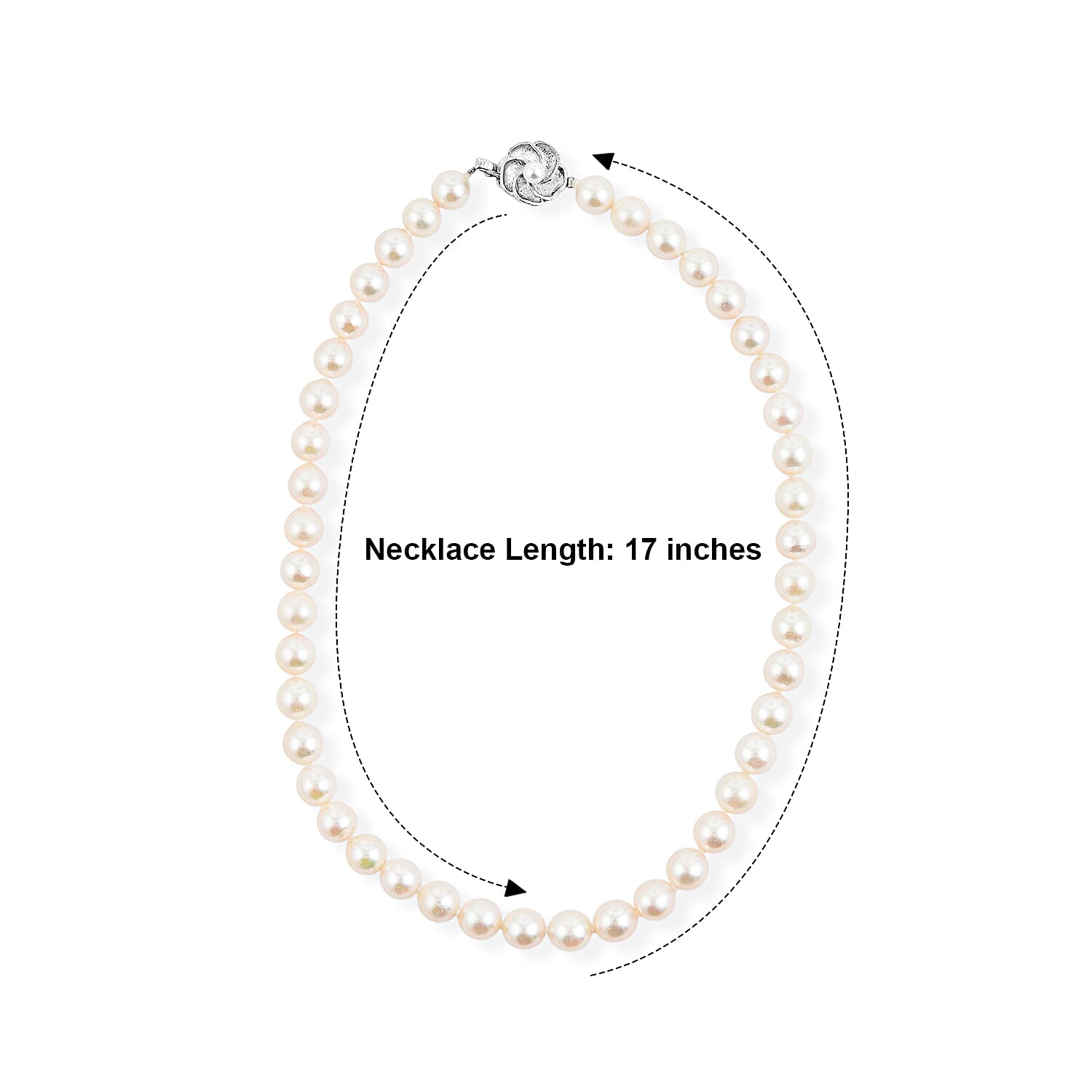 Japanese Akoya Pearl Necklace in Sterling Silver 17 Inches