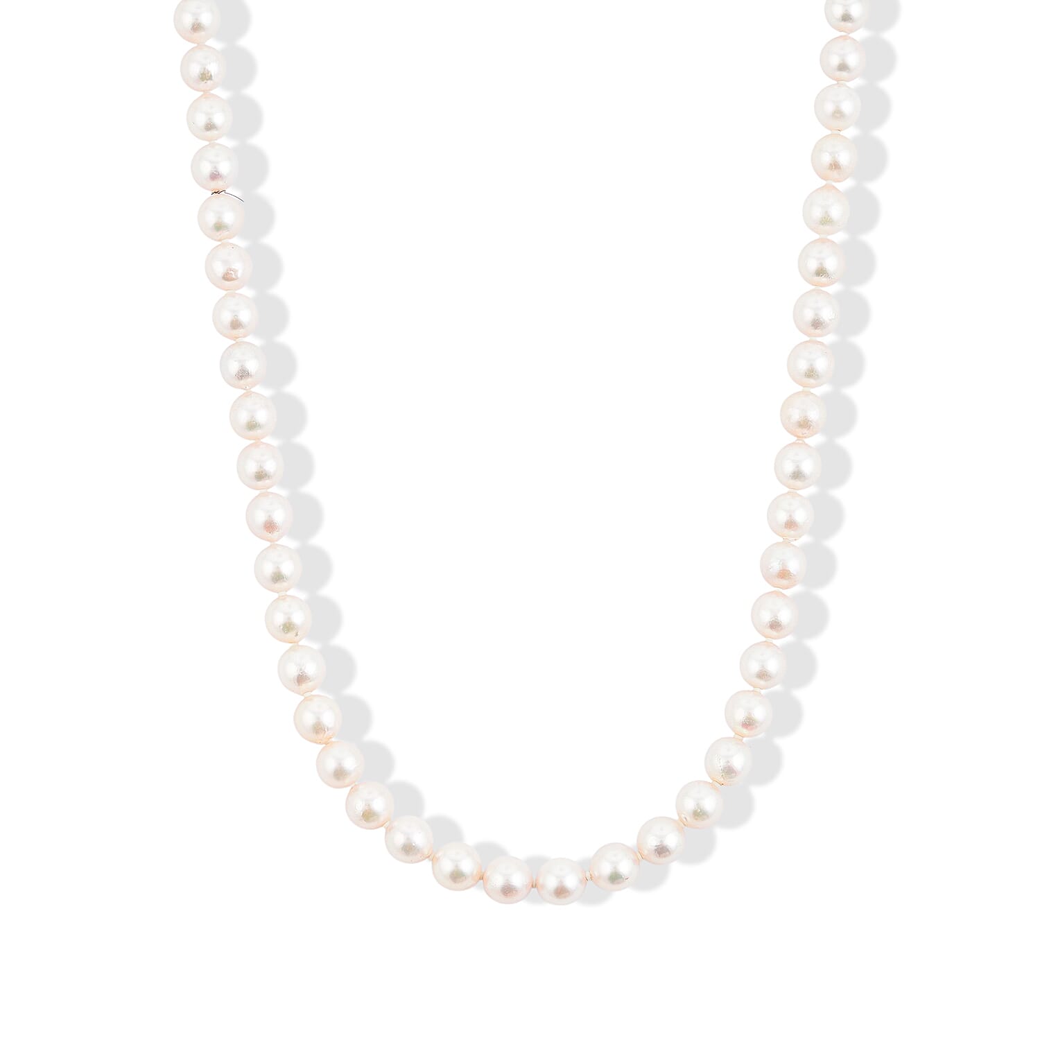 Japanese Akoya Pearl Necklace in Sterling Silver 35 Inches