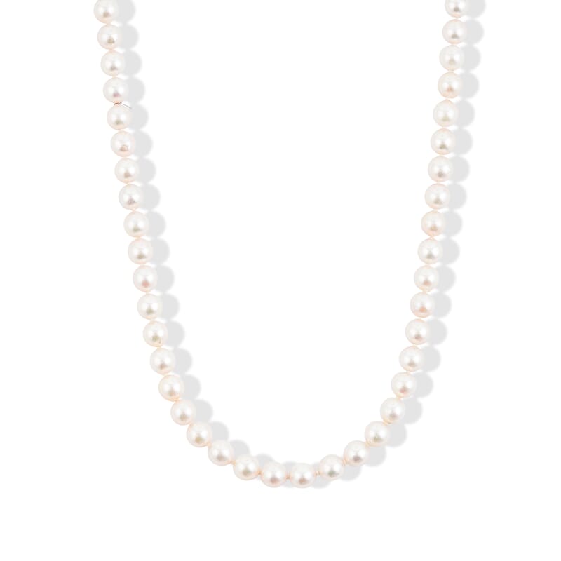 Japanese Akoya Pearl Necklace in Sterling Silver 35 Inches