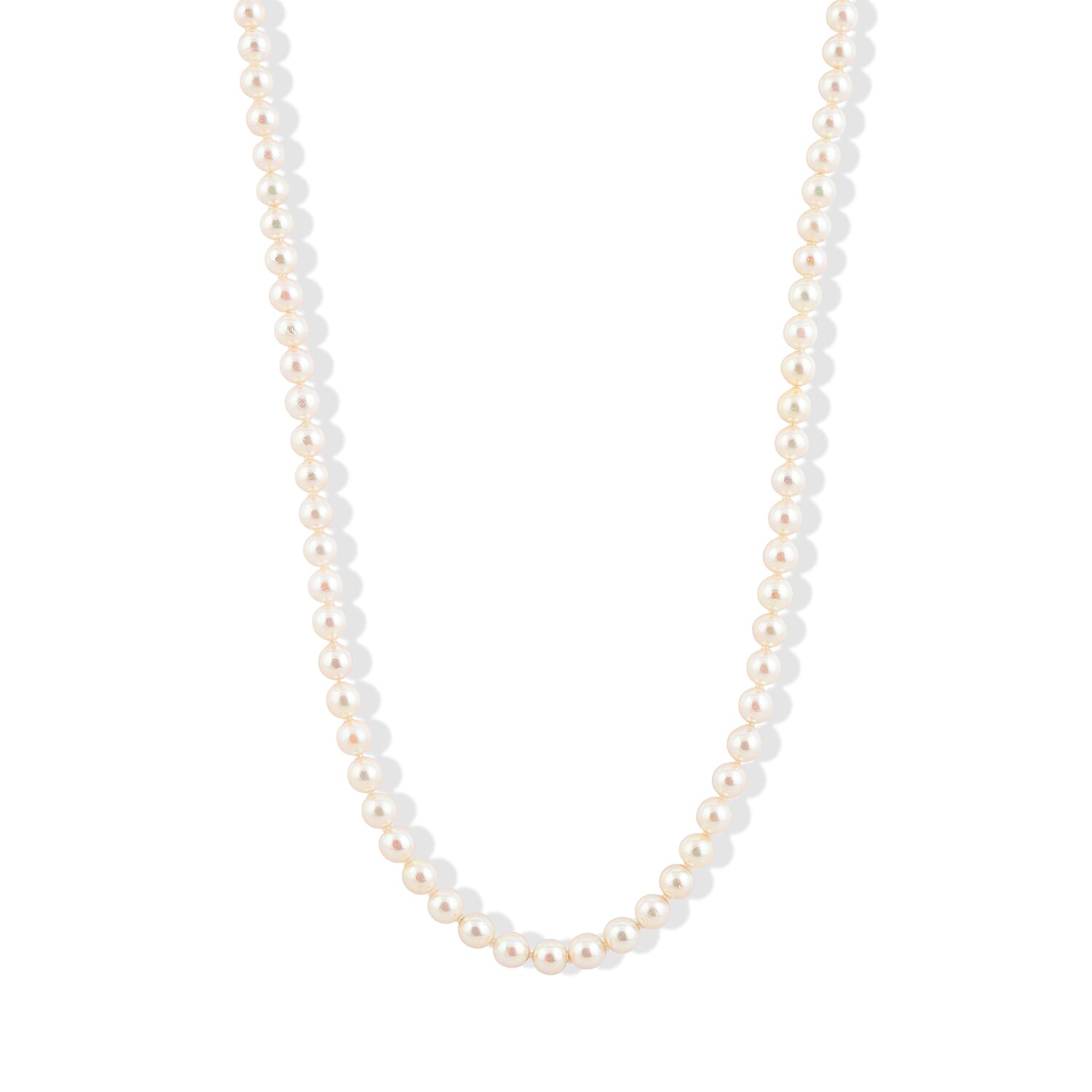Japanese Akoya Pearl Necklace in Sterling Silver 36 Inches