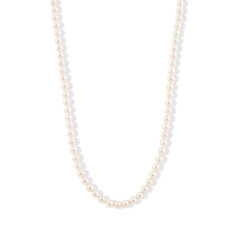 Japanese Akoya Pearl Necklace in Sterling Silver 36 Inches