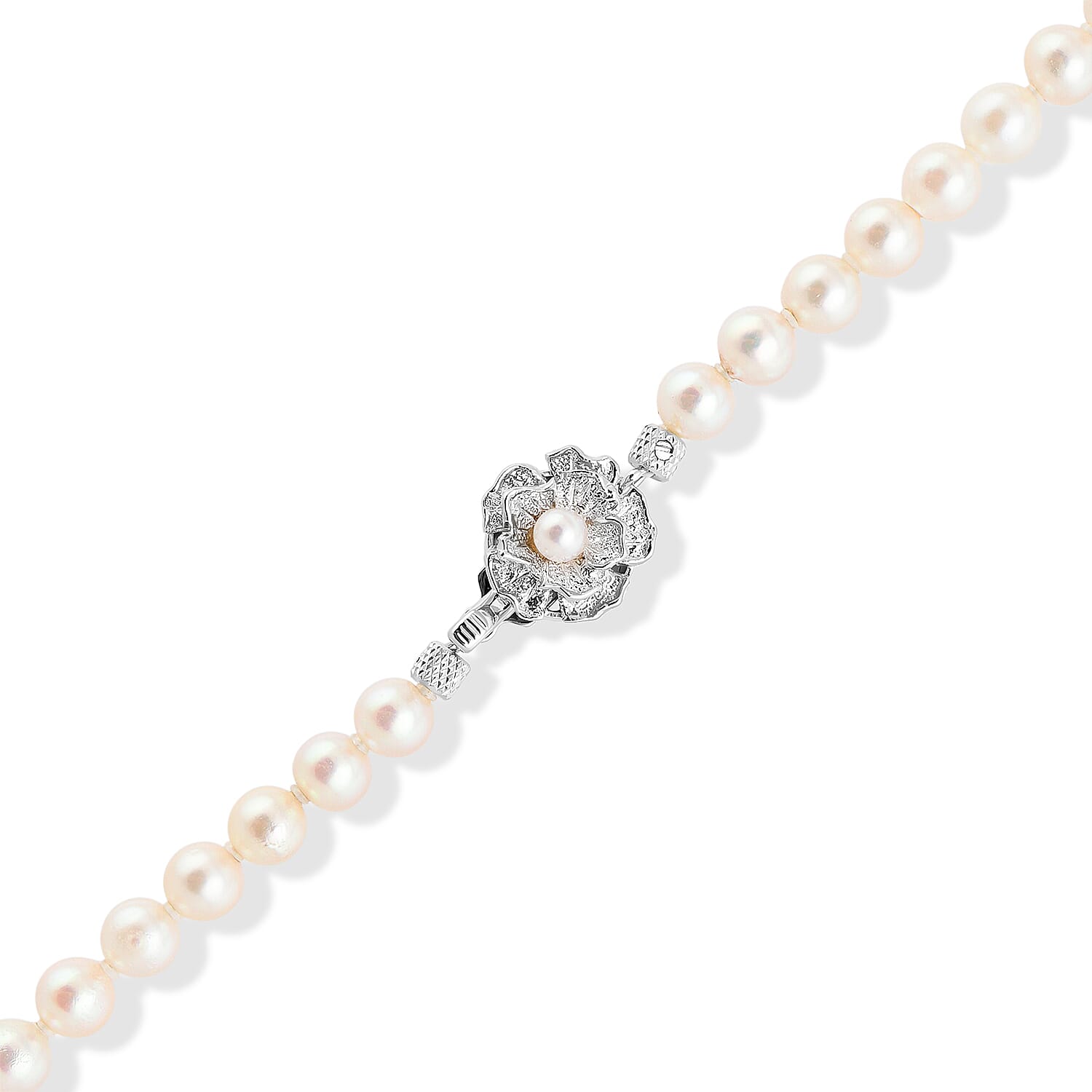 Japanese Akoya Pearl Necklace in Sterling Silver 36 Inches