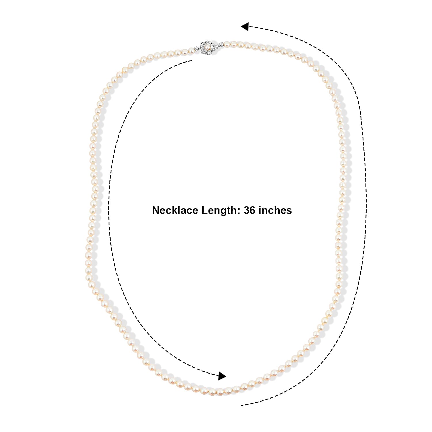Japanese Akoya Pearl Necklace in Sterling Silver 36 Inches