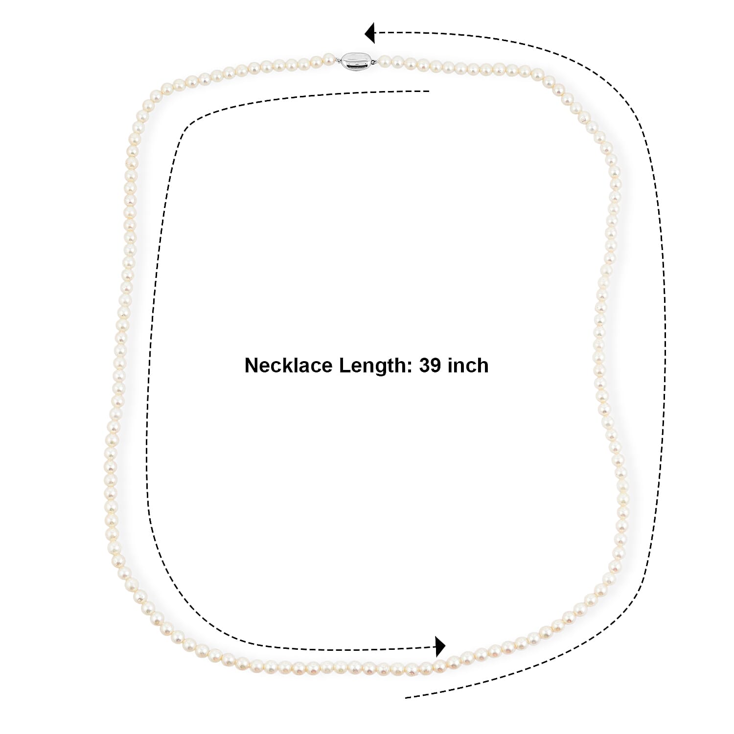 Japanese Akoya Pearl Necklace in Sterling Silver 39 Inches
