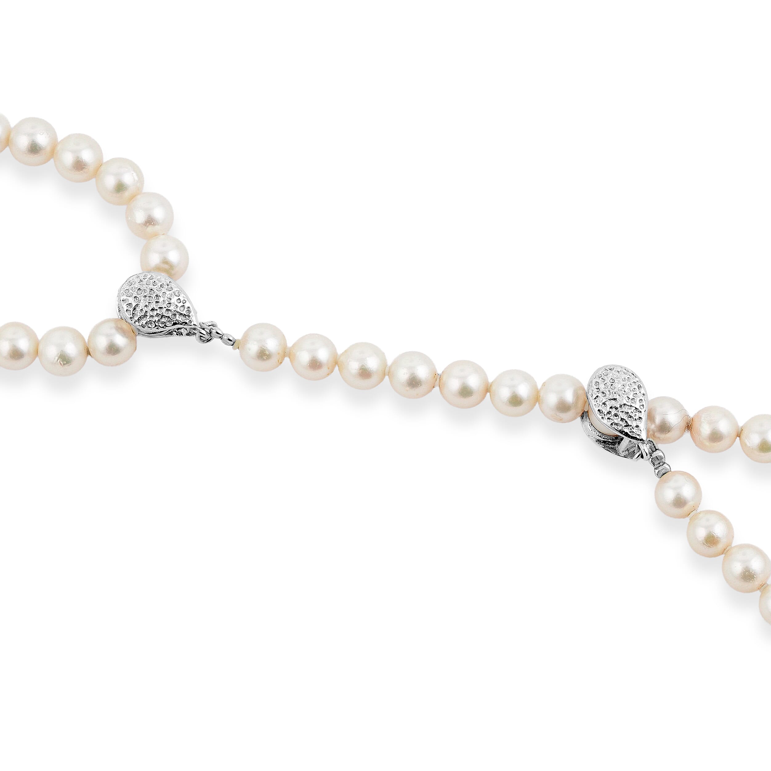 Japanese Akoya Pearl Necklace in Sterling Silver 42 Inches