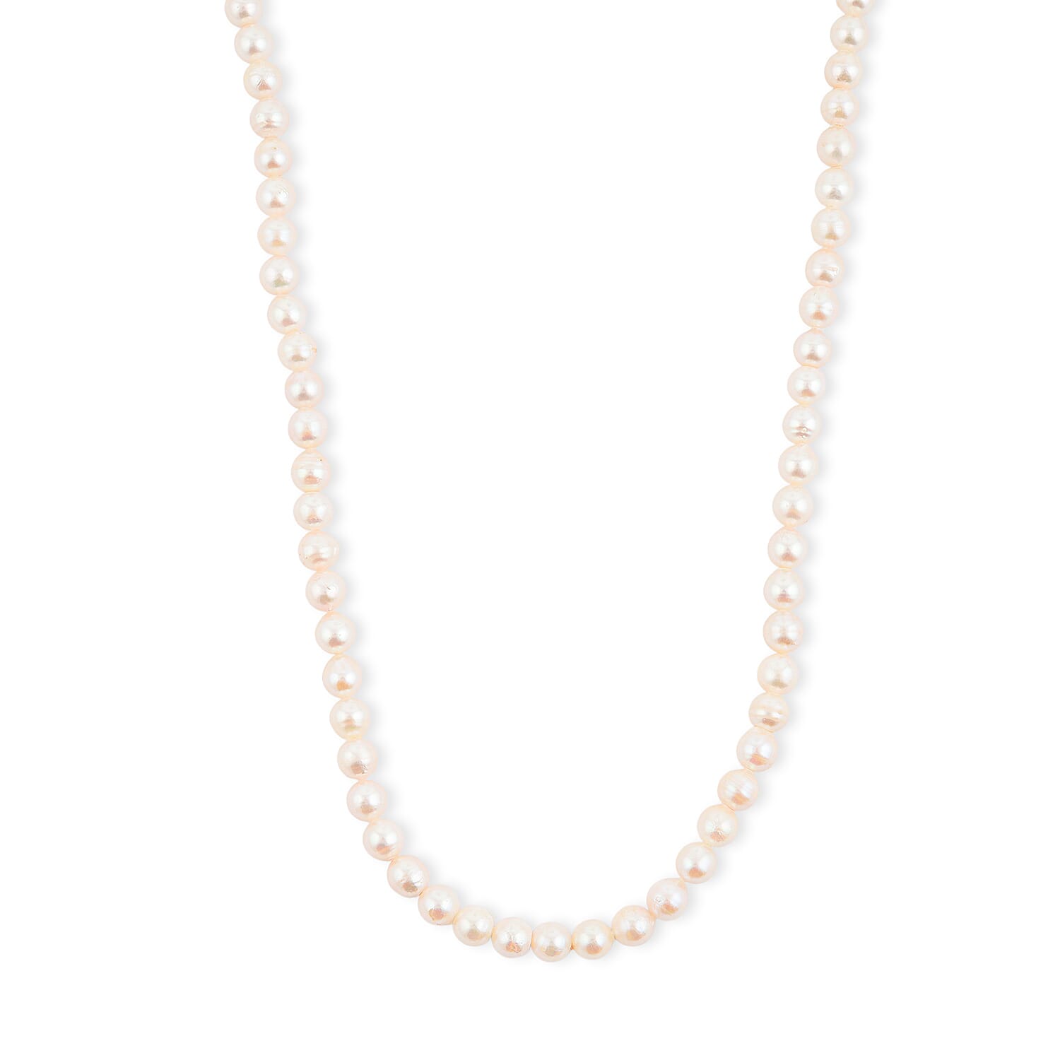 Japanese Akoya Pearl Necklace in Sterling Silver 48 Inches