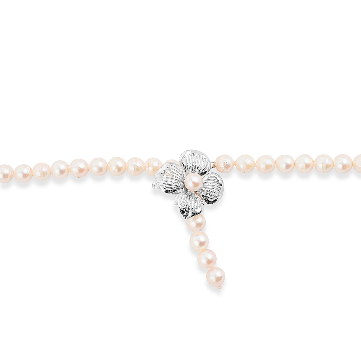 Japanese Akoya Pearl Necklace in Sterling Silver 48 Inches